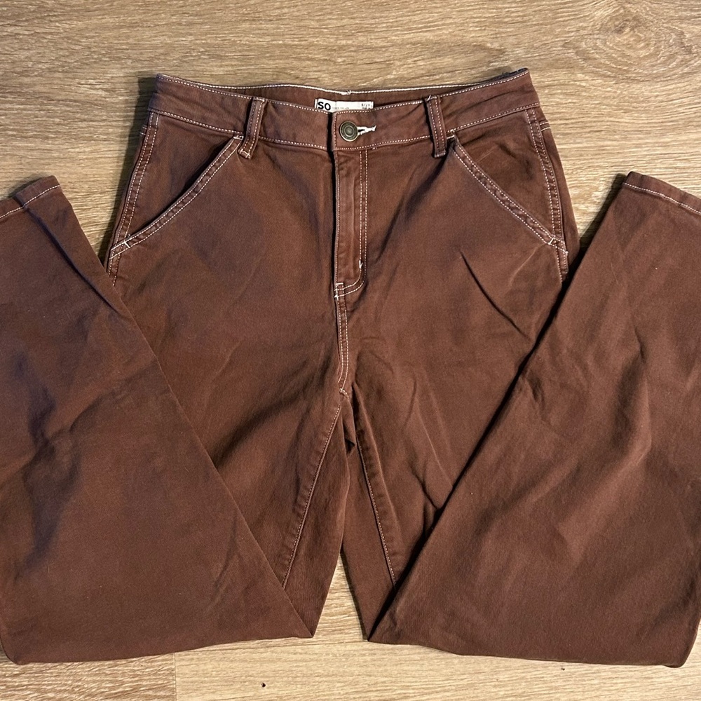 S.O. Casual Baggy Carpenter Pants Jeans Cool Cargo High Rise Wide Leg Women’s